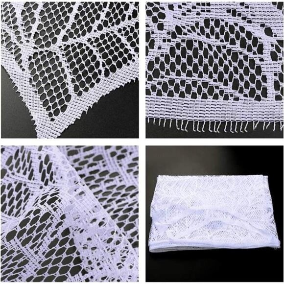 Halloween Decorations Indoor Fireplace Mantel Scarf, White Lace Spiderweb Fire - Picture 3 of 8